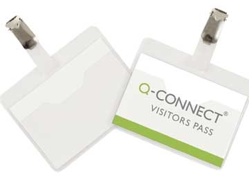 Kongresmærke Q-Connect 60x90 visitor badge med clips æsk/25