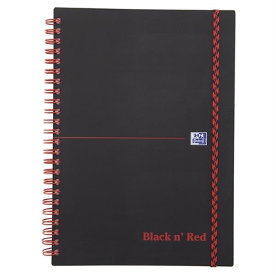 Notesbog Oxford Black n\'Red A5 kvadreret PP 70ark Sort