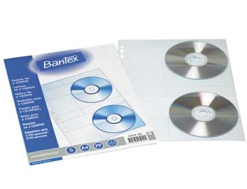 CD lomme Bantex 2074 A4 0,18 mm PP t/2 stk Ps/5