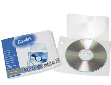 CD lomme Bantex 2075 13x15cm m/flap 0,18mm PP 2 huller Ps/5