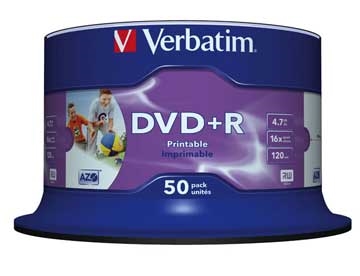 DVD+R printable 16X, Wide Inkjet printab