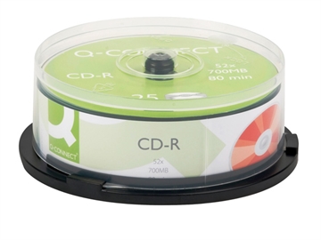 CD-R 80min Q-Connect 700mb 52x Cake Box Pk/25 Incl. afgift på kr. 2,47/stk