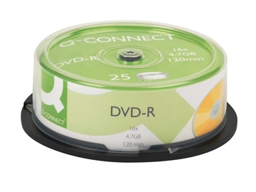 DVD-R 120min Q-Connect 4,7GB 16X spindel pk/25 Incl. afgift på kr. 3,92/stk