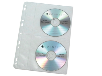 CD lomme Q-Connect PP m/huller t/4 CD pk/10