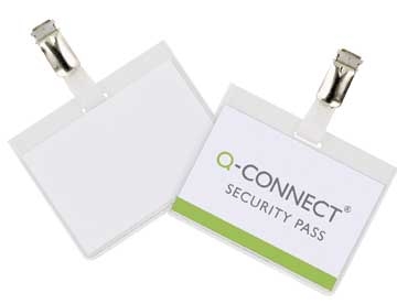 Kongresmærke Q-Connect 60x90  security badge med clips Æsk/25