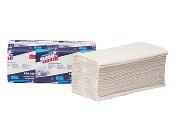 Håndklædeark PRO200 Z-fold 25x23cm Hvid 2-lag Krt/20x190 Clean and Clever t/H3 dispenser