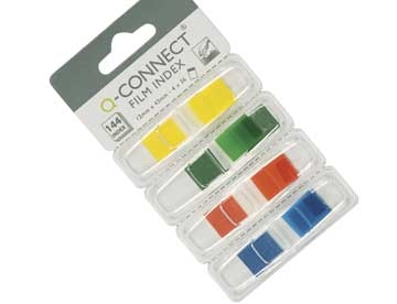 Indexfaner Q-Connect Smalle 12,5x43,2mm 4x35 stk. 4 farver Rød, blå, gul & grøn