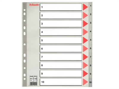 Register Esselte A4 Maxi 1-10 grå PP plast