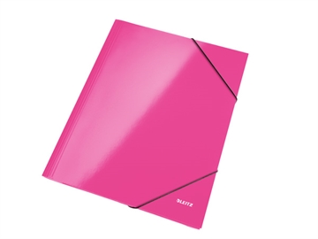 Elastikmappe Leitz WOW A4 m/3 klapper Pink metallic