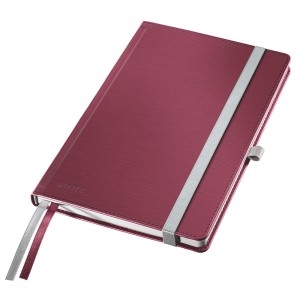 Notesblok Leitz Style A5 lin 80ark 100g u/hul hard cover rød